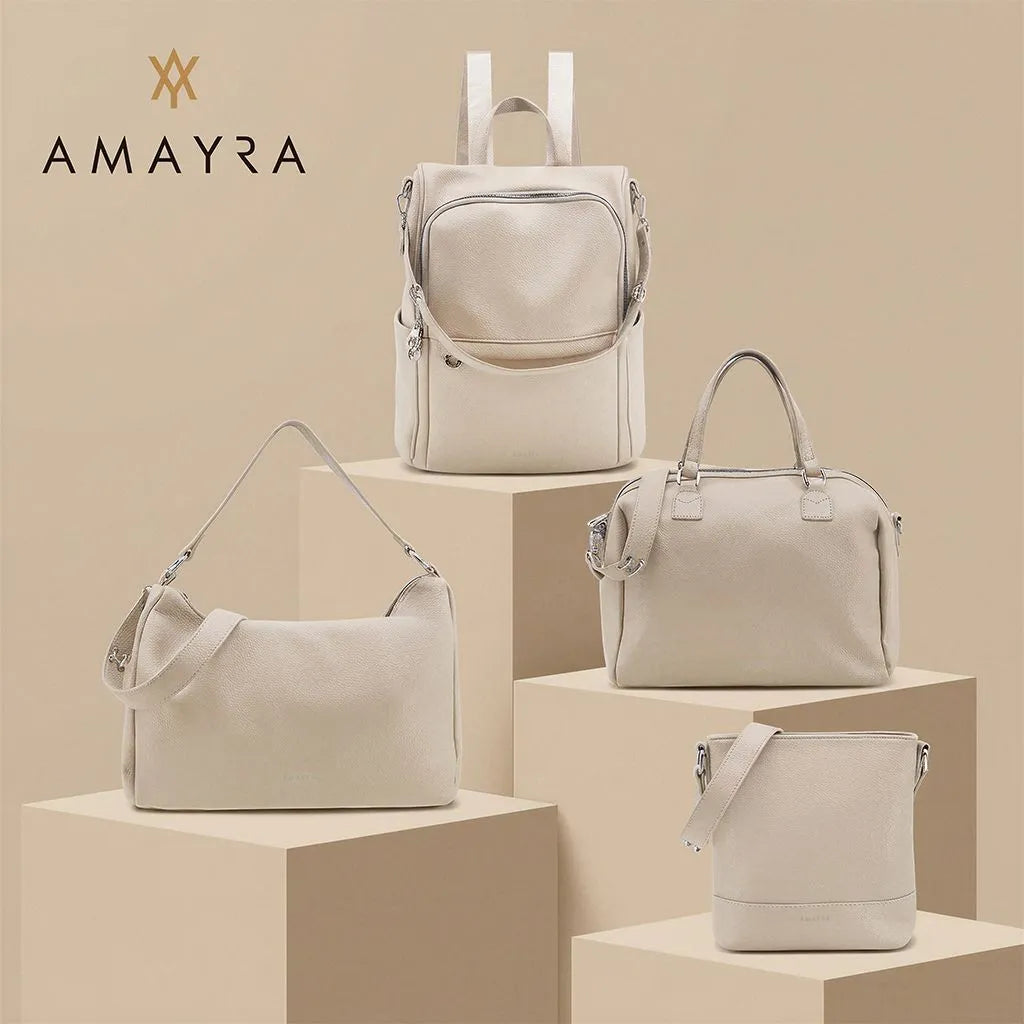 Cartera Bandolera Mujer Amayra Ecocuero Beige 30 x 23 x 15cm