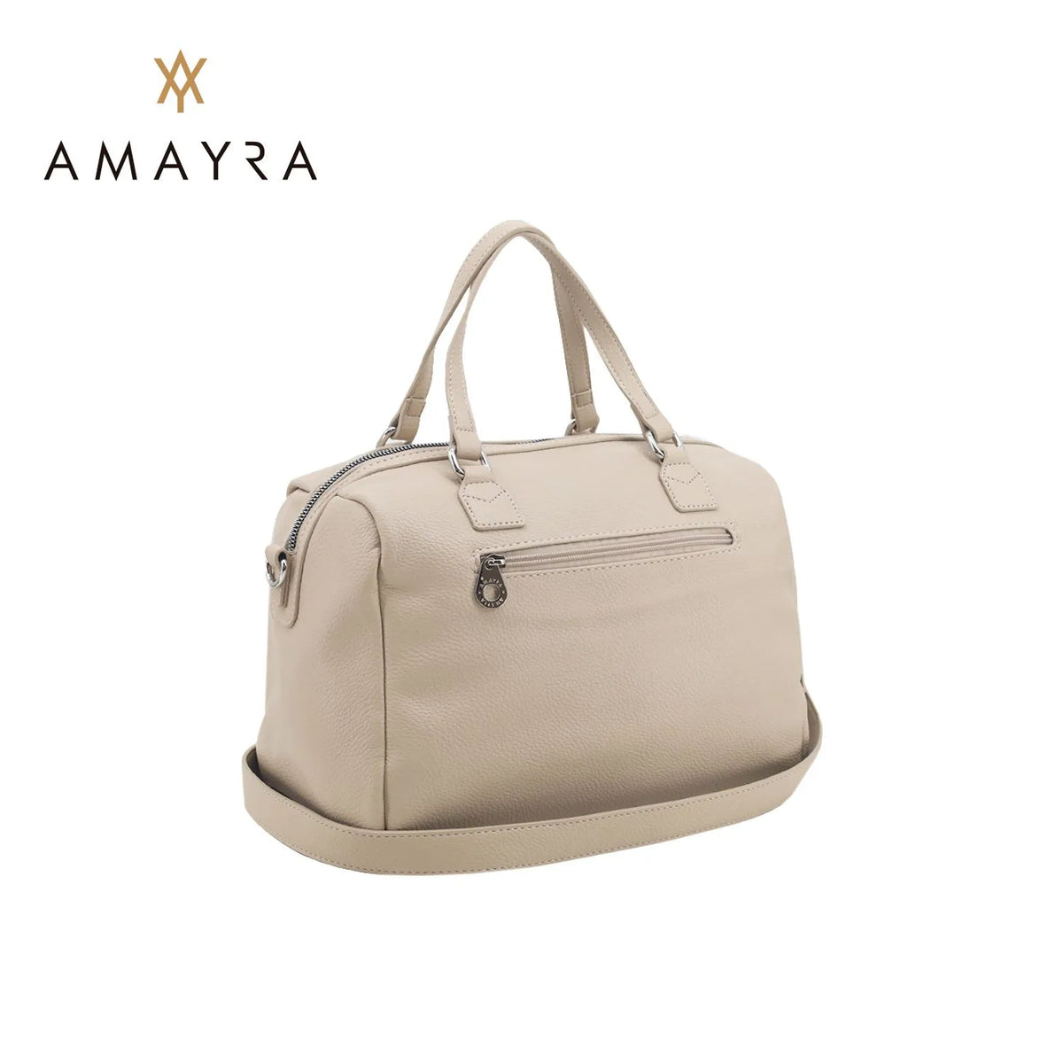 Cartera Bandolera Mujer Amayra Ecocuero Beige 30 x 23 x 15cm