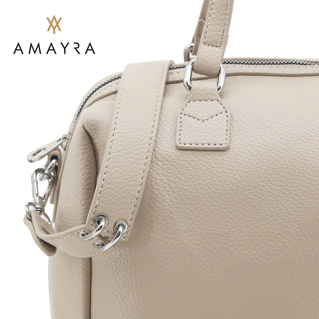 Cartera Bandolera Mujer Amayra Ecocuero Beige 30 x 23 x 15cm