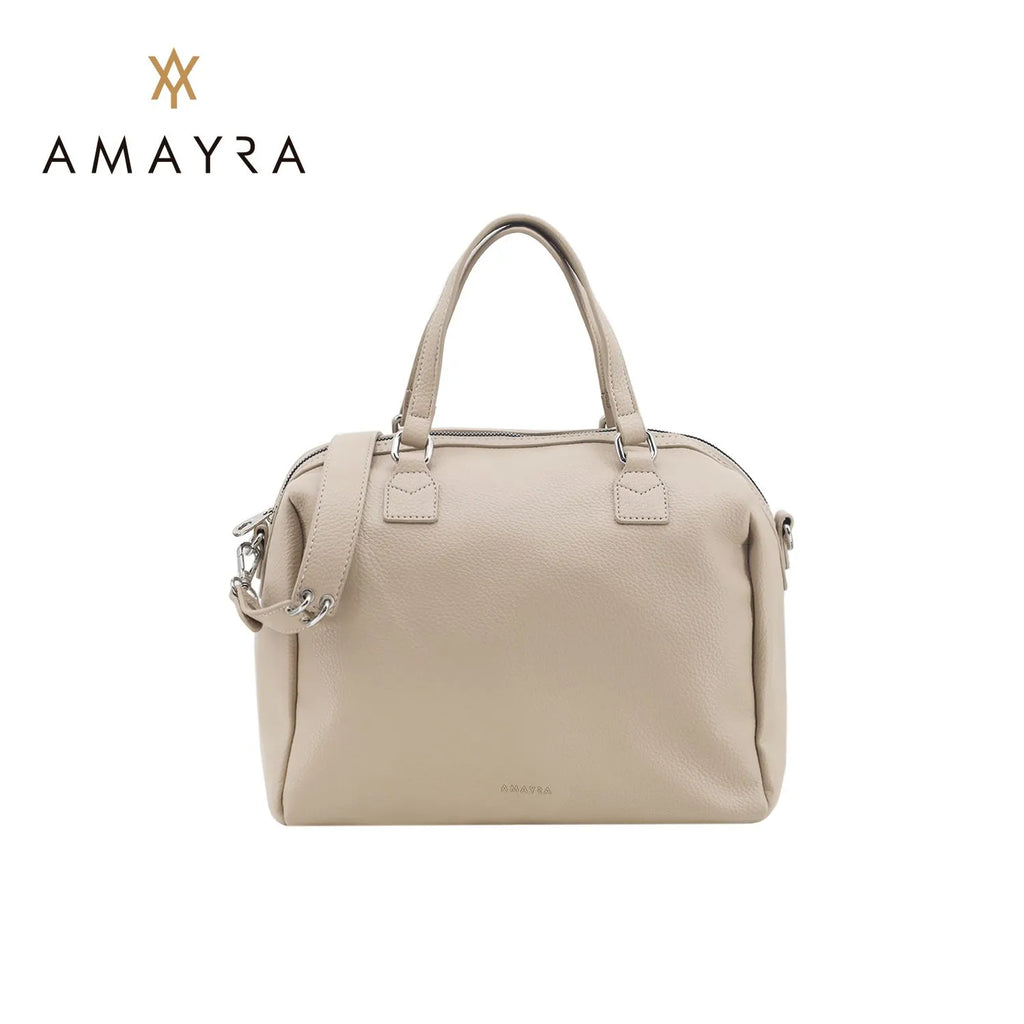 Cartera Bandolera Mujer Amayra Ecocuero Beige 30 x 23 x 15cm