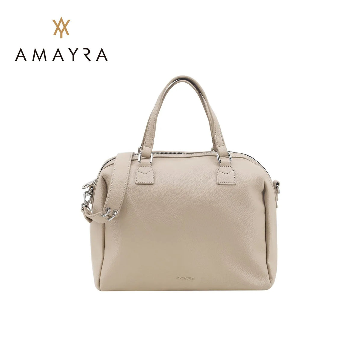 Cartera Bandolera Mujer Amayra Ecocuero Beige 30 x 23 x 15cm