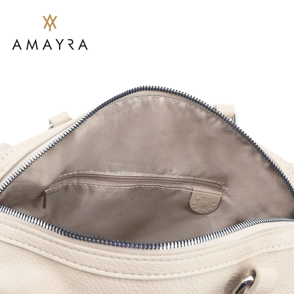 Cartera Bandolera Mujer Amayra Ecocuero Beige 30 x 23 x 15cm