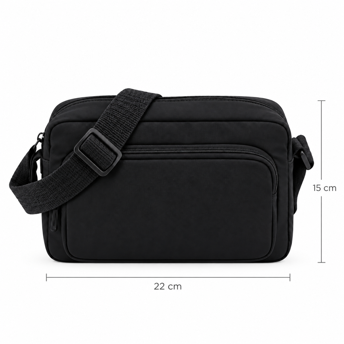 Cartera Bandolera Amayra con Correa Larga Nylon Negro 22 x 15 cm