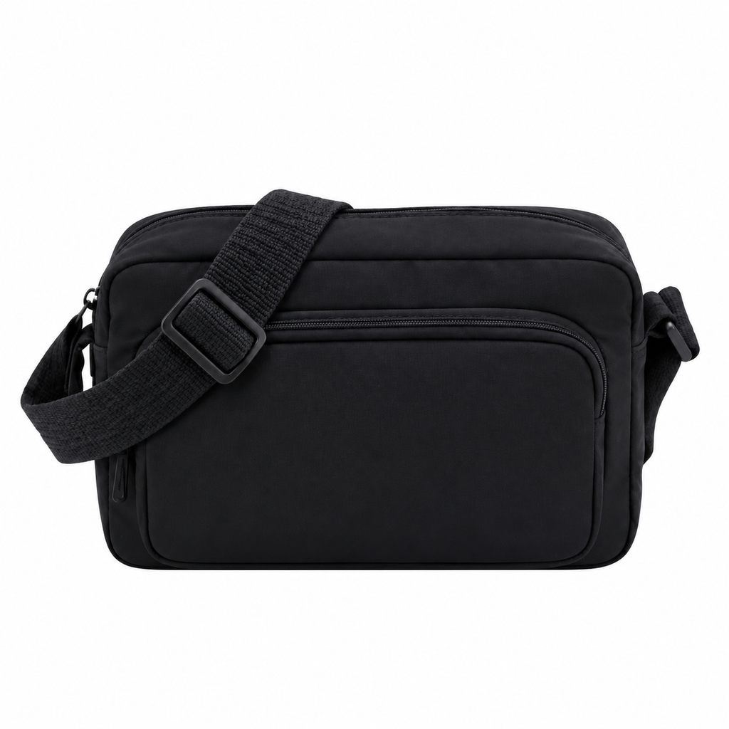 Cartera Bandolera Amayra con Correa Larga Nylon Negro 22 x 15 cm