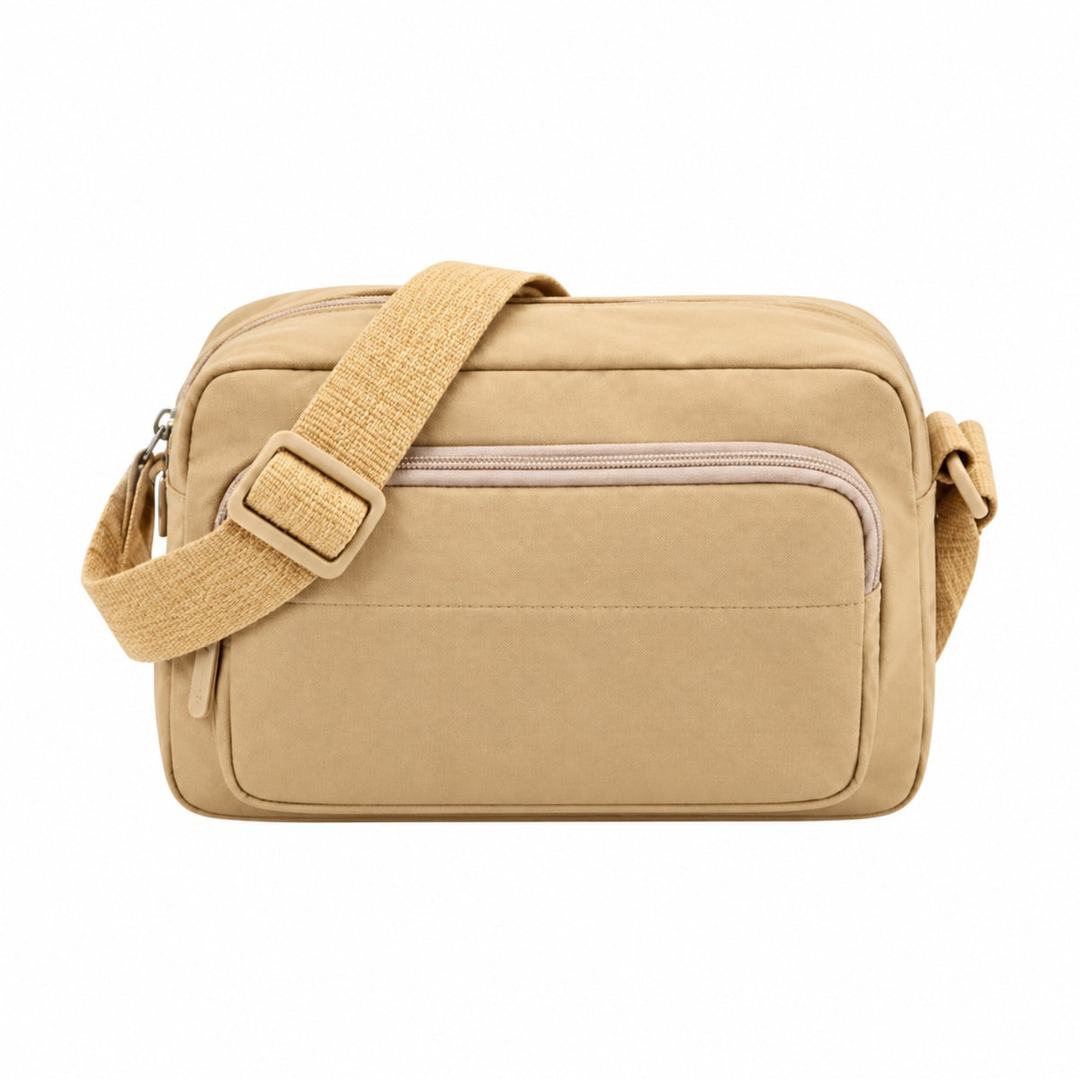 Cartera Bandolera Amayra con Correa Larga Nylon Beige 22 x 15 cm
