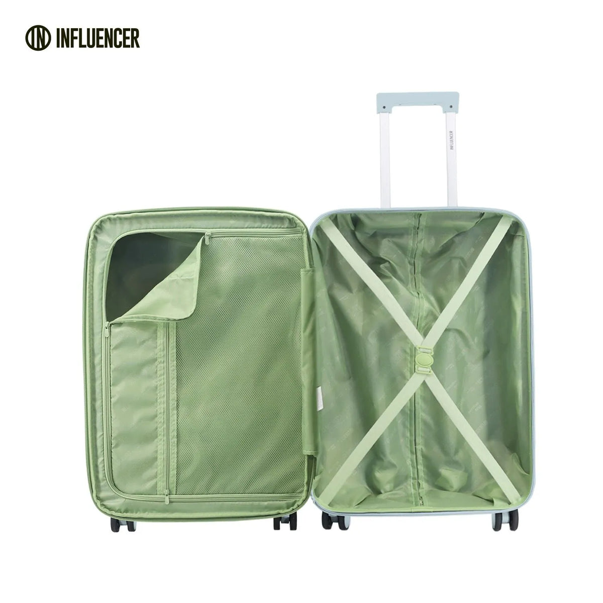 Set de 2 Valijas LSYD Menta Influencer 20 y 24 Pulgadas ABS Verde