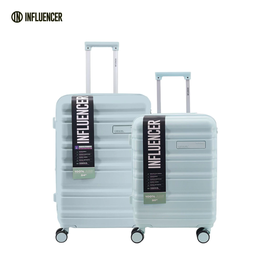 Set de 2 Valijas LSYD Menta Influencer 20 y 24 Pulgadas ABS Verde