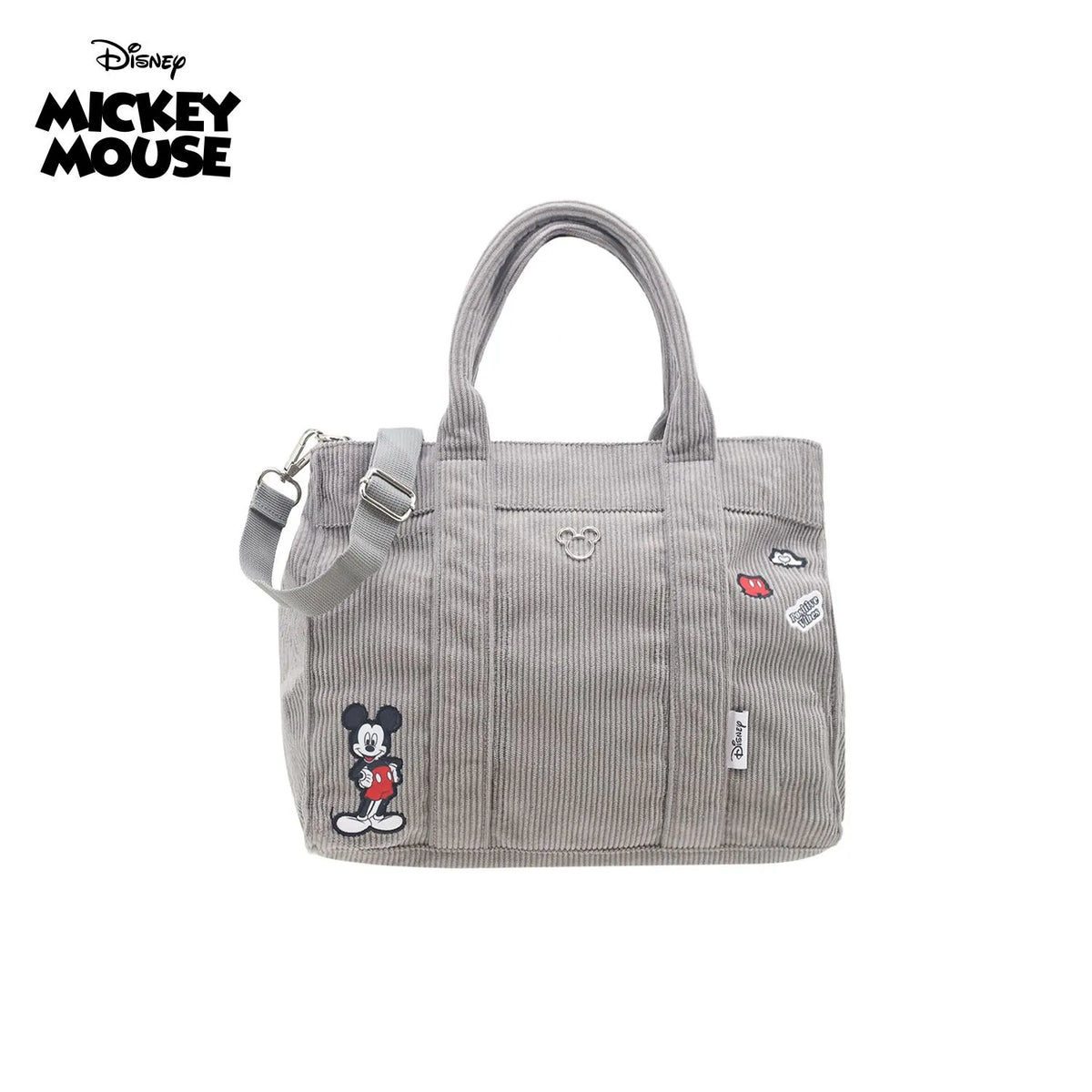 Cartera LSYD Mickey Corderoy Gris 29 x 25 x 10 cm con Cierre