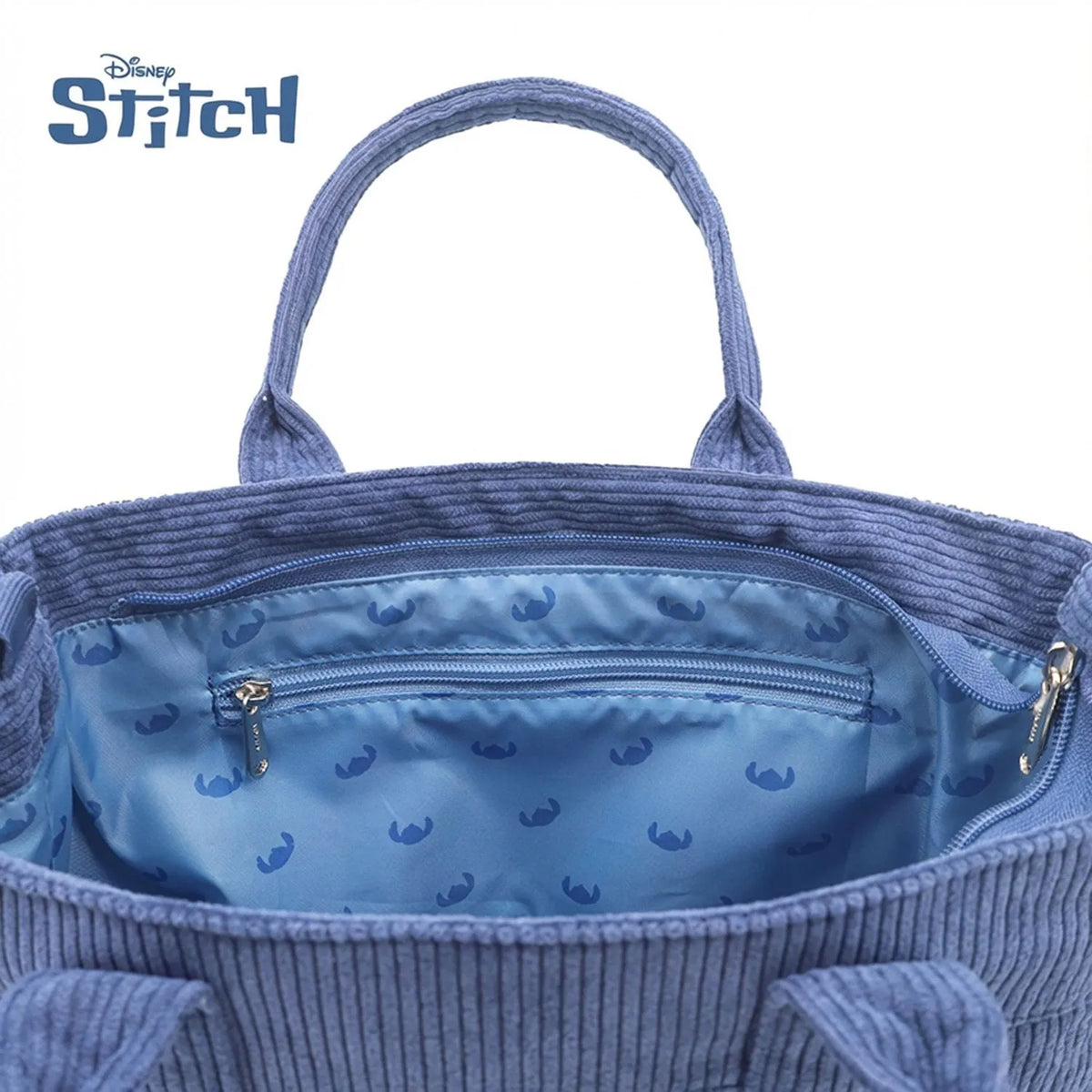 Cartera Corderoy Stitch LSYD Azul 29 x 25 x 10 cm