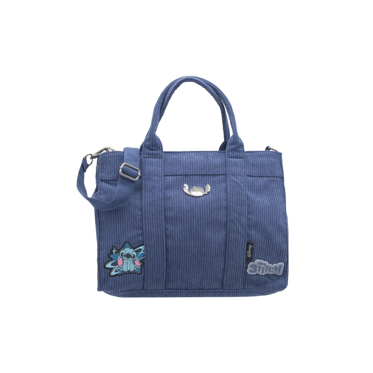 Cartera Corderoy Stitch LSYD Azul 29 x 25 x 10 cm