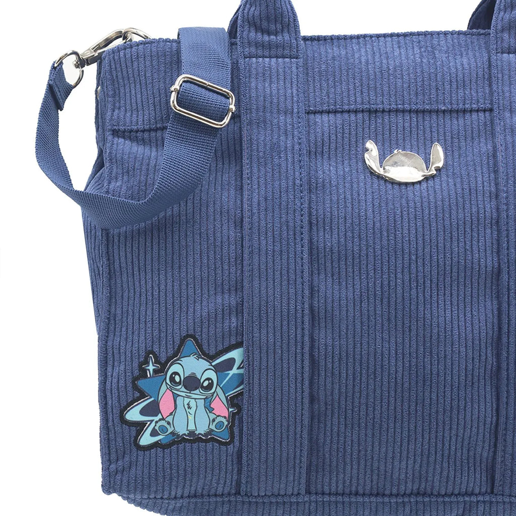 Cartera Corderoy Stitch LSYD Azul 29 x 25 x 10 cm