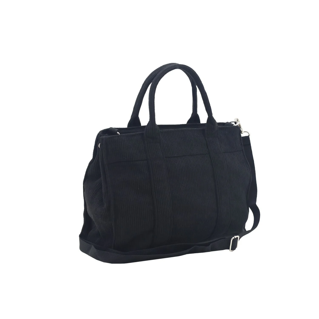 Cartera Corderoy Stitch LSYD Negro 29 x 25 x 10 cm