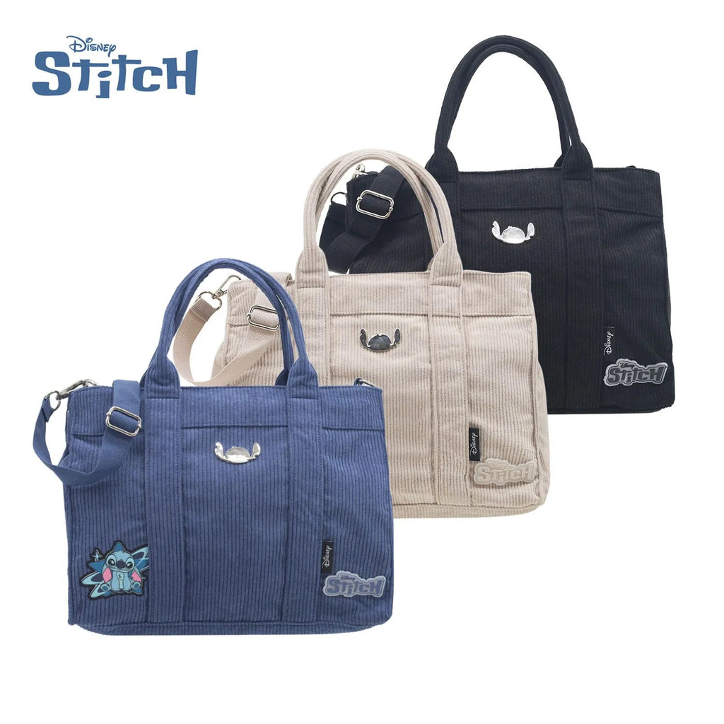 Cartera Corderoy Stitch LSYD Azul 29 x 25 x 10 cm