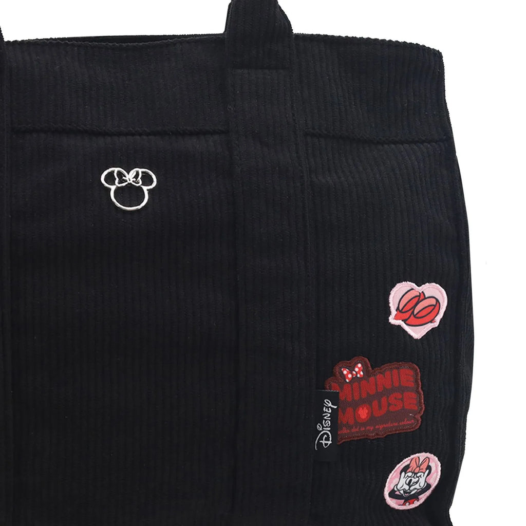Cartera Corderoy Minnie LSYD Negro 29 x 25 x 10 cm