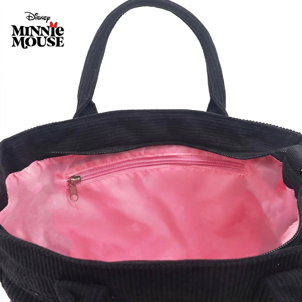 Cartera Corderoy Minnie LSYD Negro 29 x 25 x 10 cm