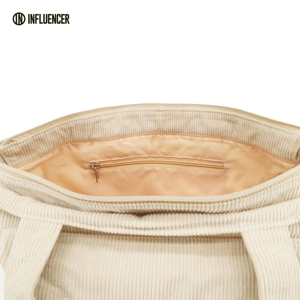Cartera LSYD Influencer Corderoy Beige 39 x 28 x 9 cm