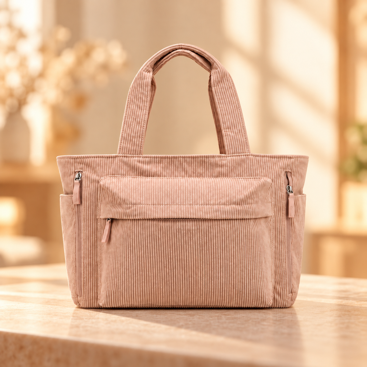 Cartera Mujer Influencer Corderoy Rosa 39 x 28 x 9 cm
