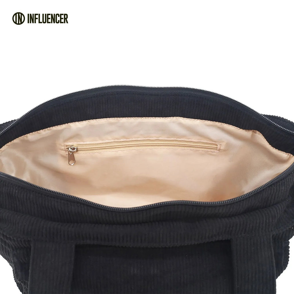 Cartera LSYD Influencer Corderoy Negro 39 x 28 x 9 cm