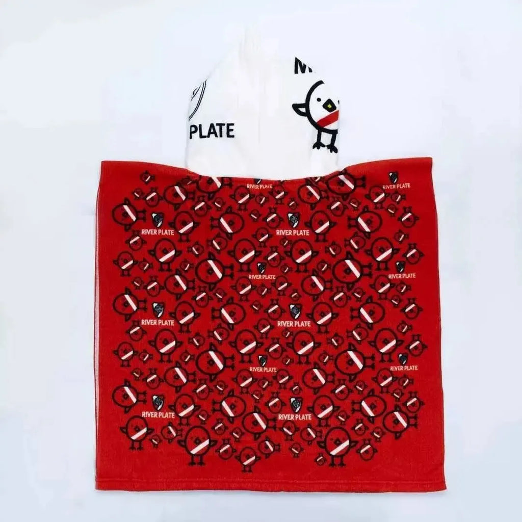 Poncho Toallon Infantil River Plate Microfibra Con Mochila