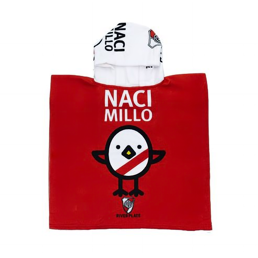 Poncho Toallon Infantil River Plate Microfibra Con Mochila