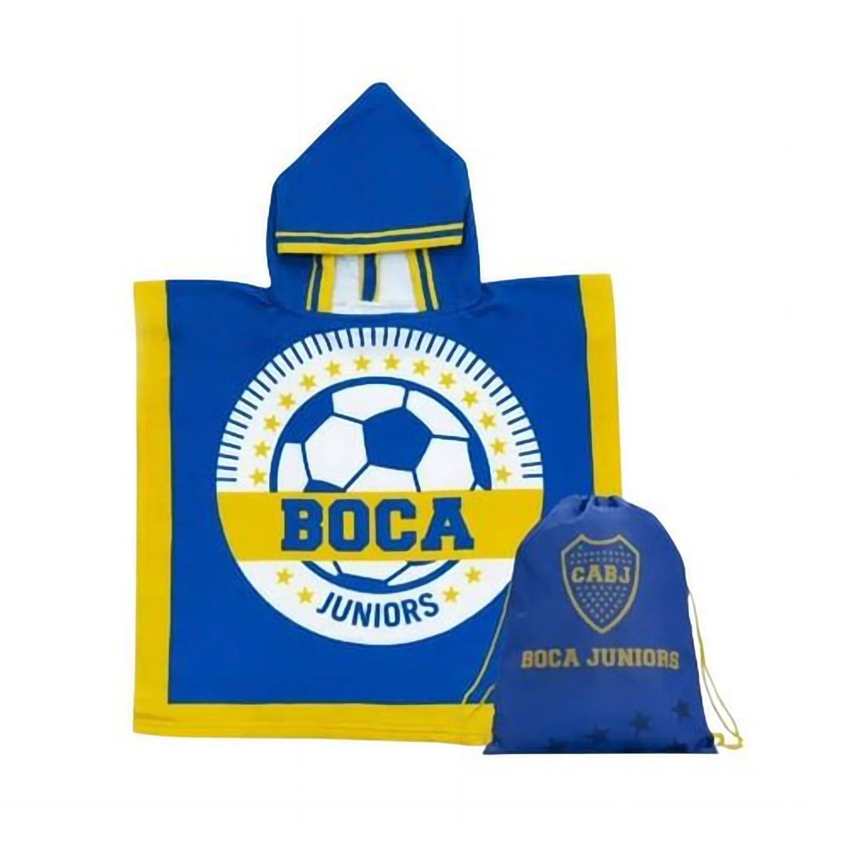 Poncho Toallon Infantil Boca Juniors Microfibra Con Mochila