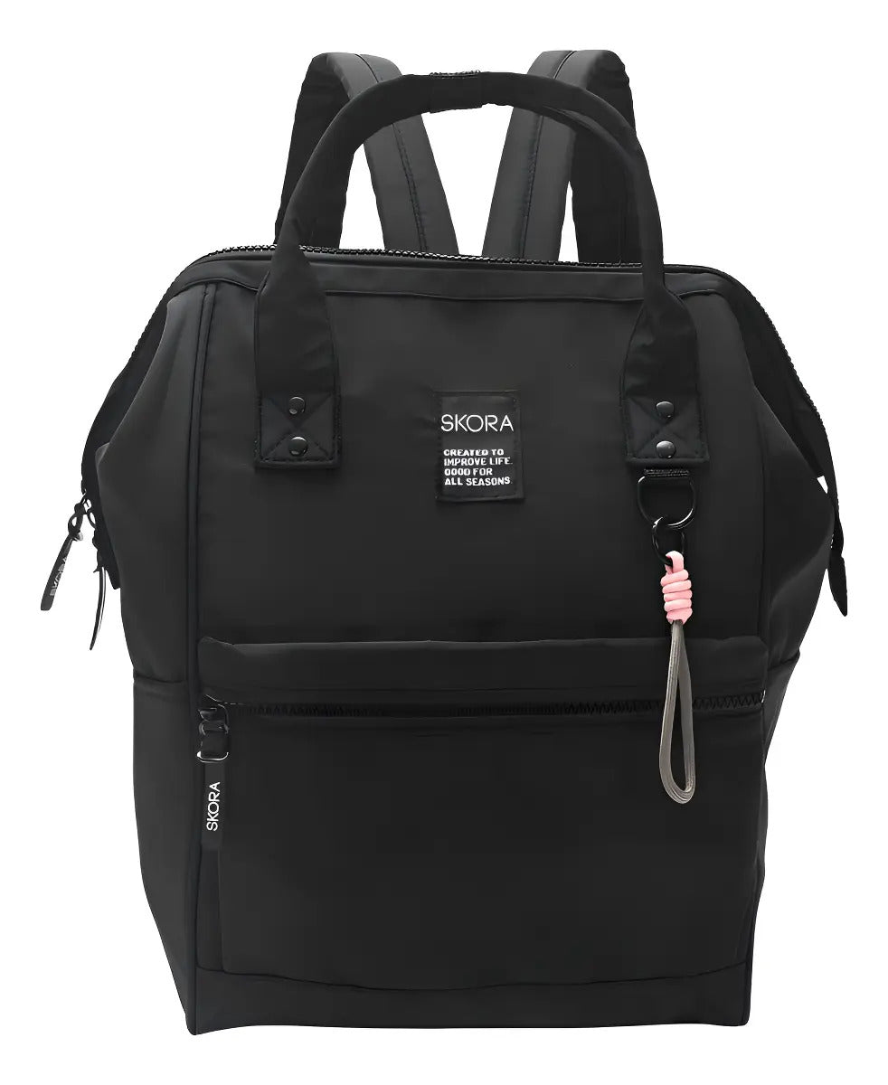 Mochila Skora Boca de Pez Eve Nylon Negra 40 x 25 x 18 cm