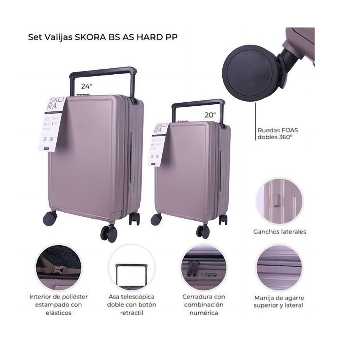 Set De Valijas Skora Bs As Hard Abs 24 Y 20 Pulg
