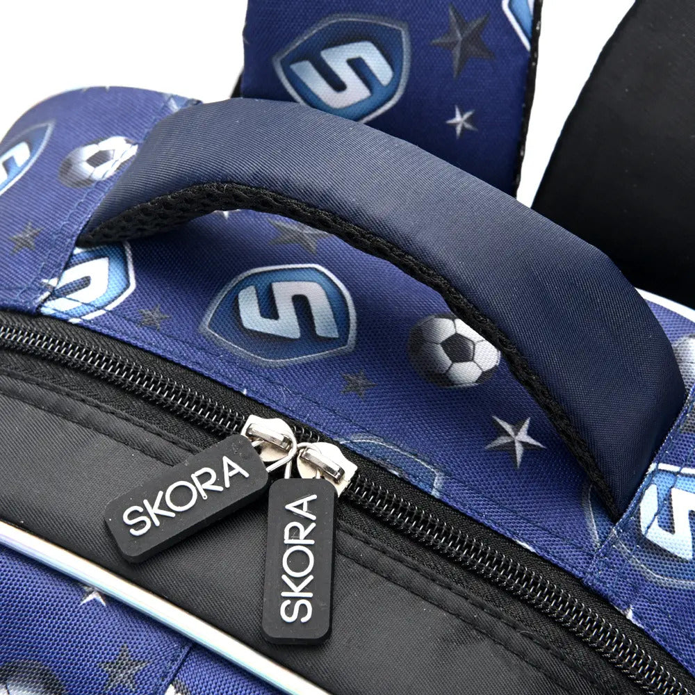Set Mochila con Lunchera y Cartuchera Skora Futbol Camiseta de 16 Pulgadas