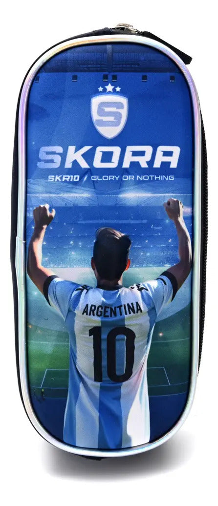 Set Mochila con Lunchera y Cartuchera Skora Futbol Camiseta de 16 Pulgadas
