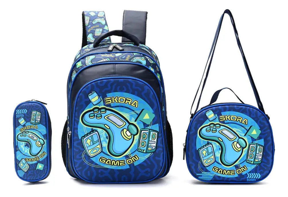 Set Mochila con Lunchera y Cartuchera Skora Game ON de 16 Pulgadas en Caja