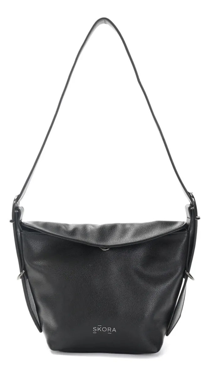 Cartera Skora Alvear Ecocuero Negra 19 x 17 x 9 cm