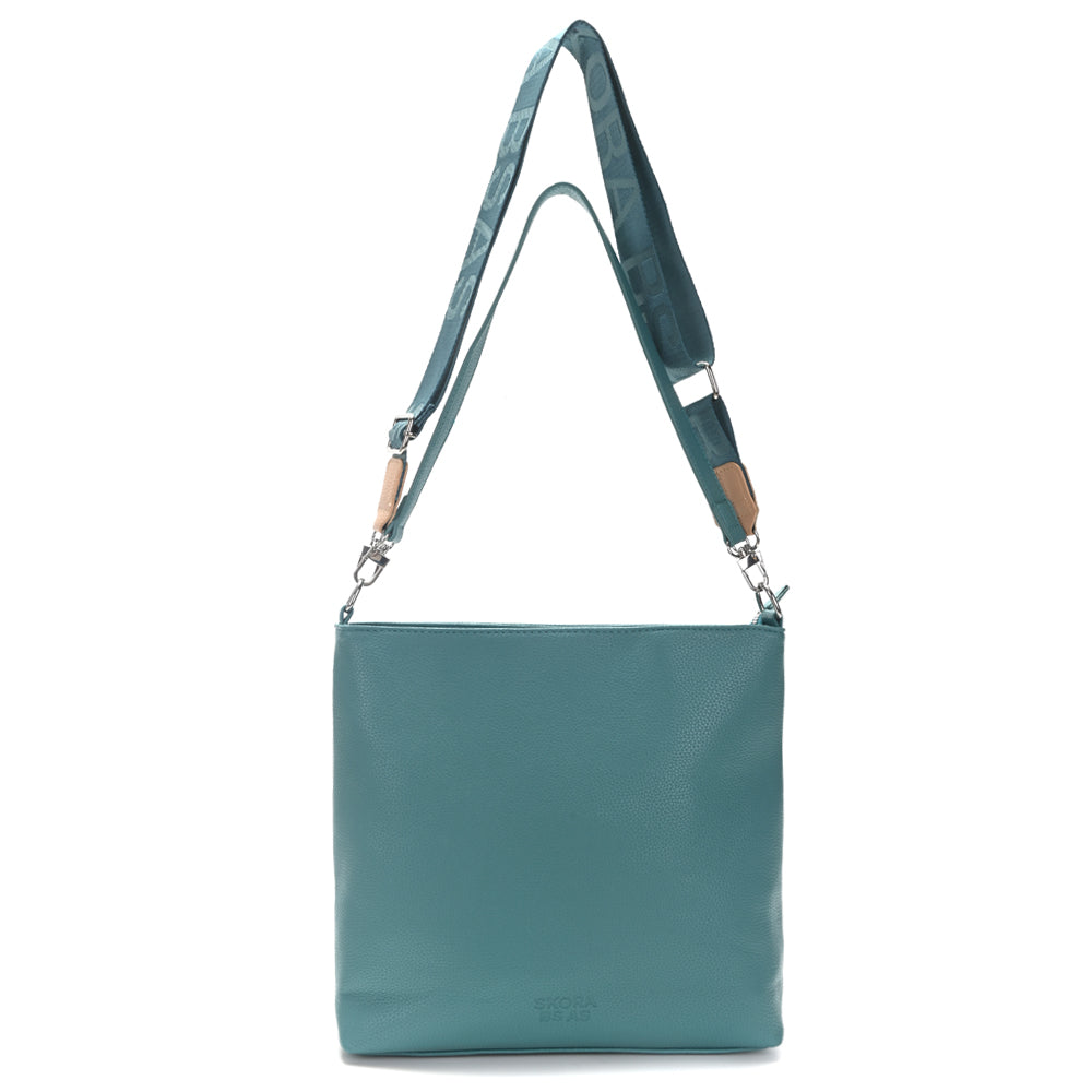 Cartera Skora Bandolera Ecocuero Celeste 29 x 27 x 6 cm Soho