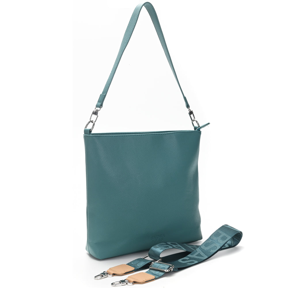 Cartera Skora Bandolera Ecocuero Celeste 29 x 27 x 6 cm Soho