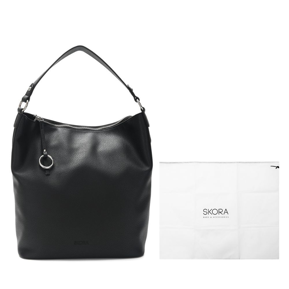 Cartera Skora Hobo Carranza Ecocuero Negra 35 x 30 x 13 cm