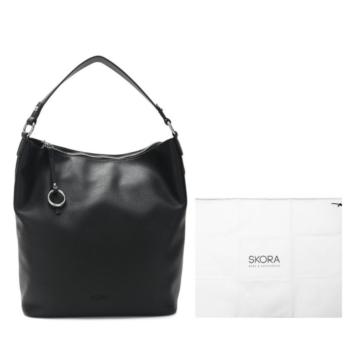 Cartera Skora Hobo Carranza Ecocuero Negra 35 x 30 x 13 cm