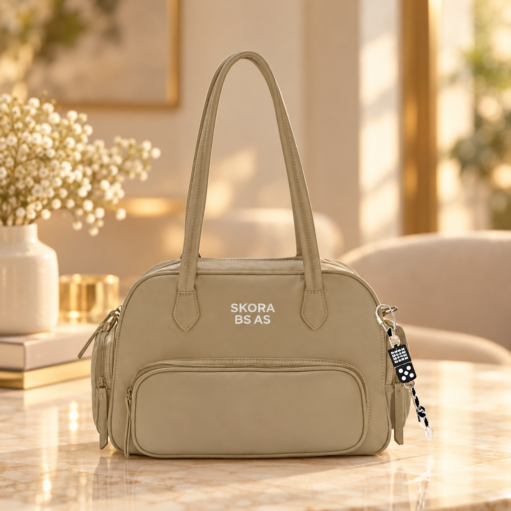 Cartera Skora Malabia Skr Ecocuero Beige 32 x 22 x 14 cm