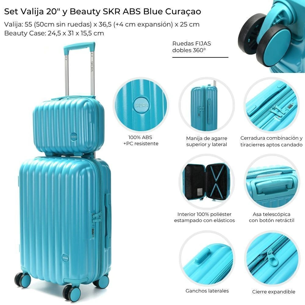 Set Skora Valija 20 Pulgadas 24.5 x 30 x 15 cm Beauty Case