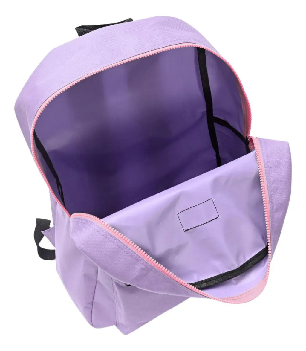 Mochila Goodpak Espalda Lisa con Cierre Contra Tono de 17 Pulgadas Lila