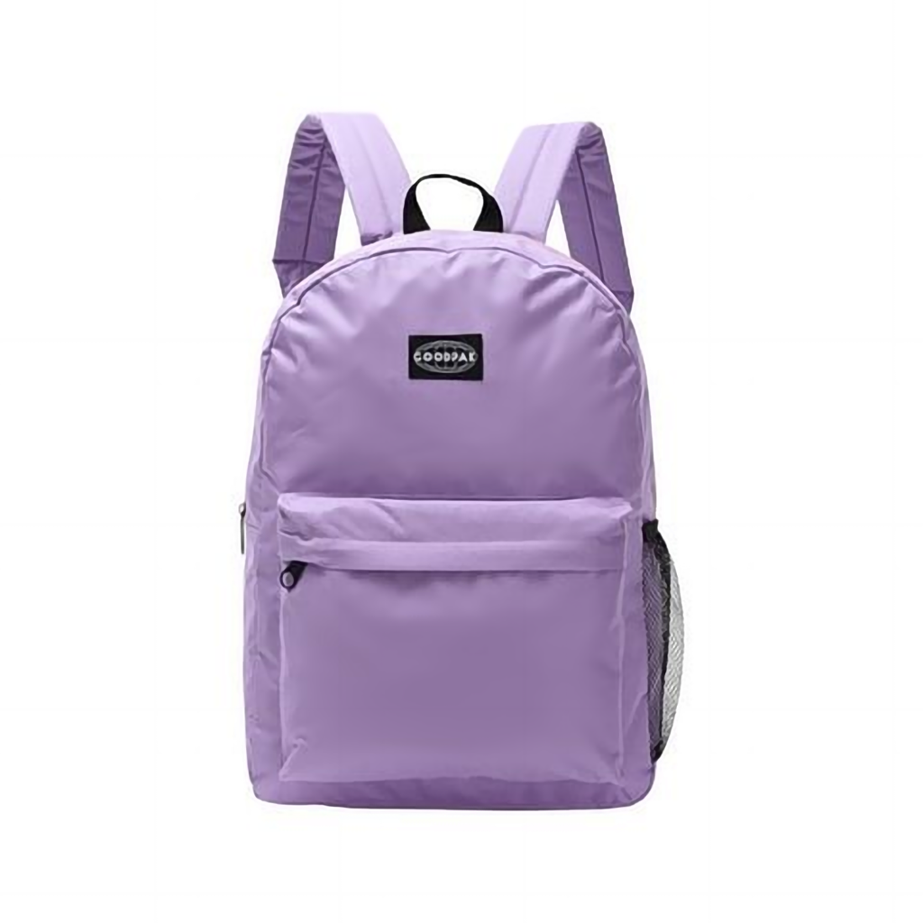 Mochila Goodpak Espalda Lisa con Cierre Contra Tono de 17 Pulgadas Lila