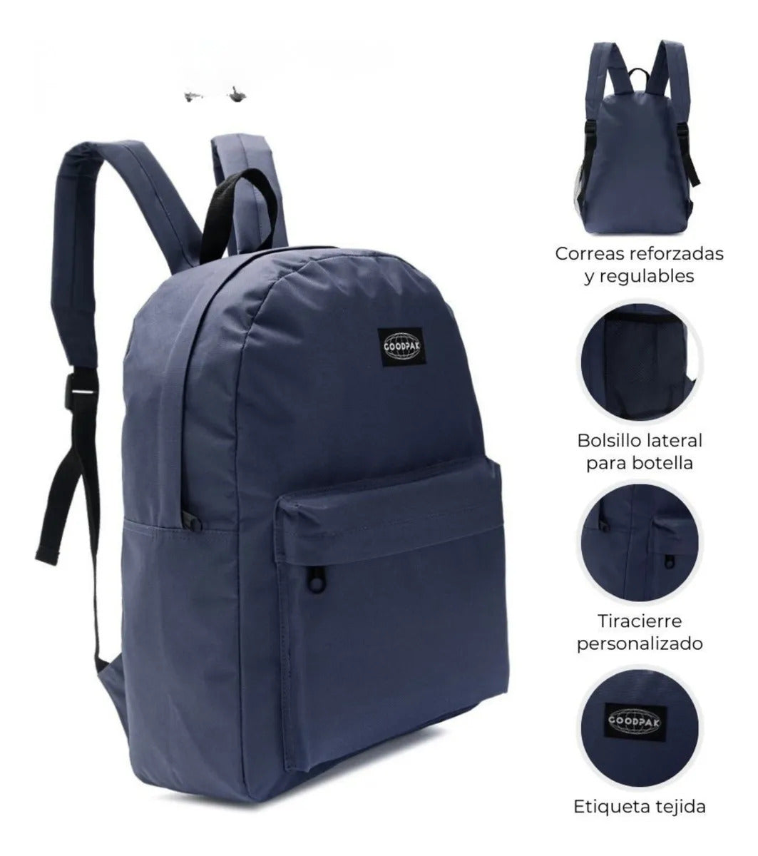 Mochila Espalda Lisa Goodpak de 17 Pulgadas Azul