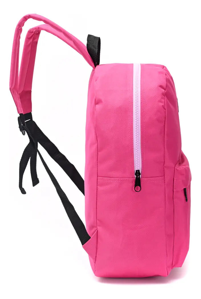 Mochila Goodpak Espalda Lisa con Cierre Contra Tono de 17 Pulgadas Fucsia