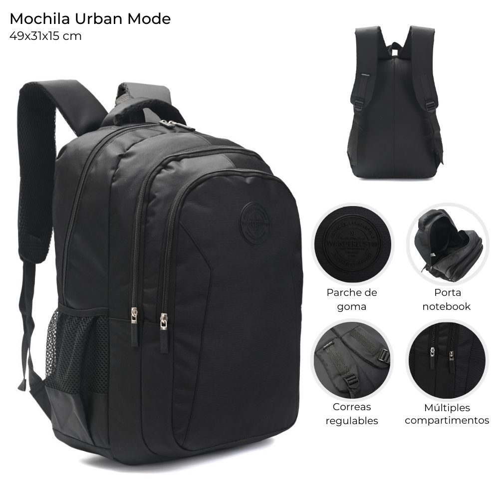 Mochila Wanderlust Espalda Portanotebook Urban Mode de 19 Pulgadas Negra
