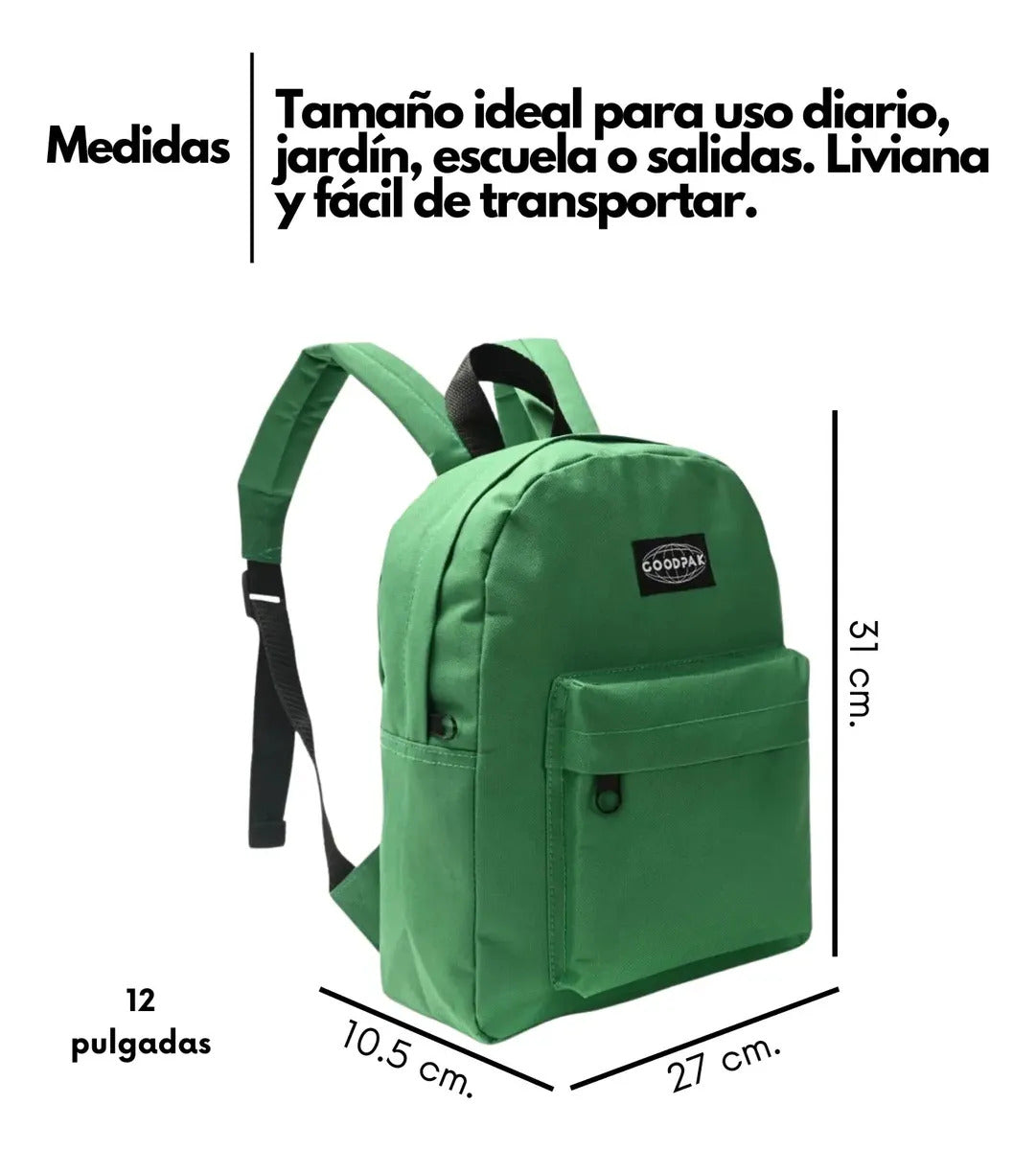 Mochila Espalda Goodpak de 12 Pulgadas Verde