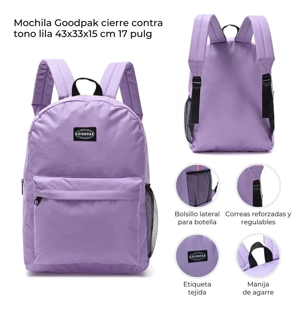 Mochila Espalda Goodpak de 17 Pulgadas Lila