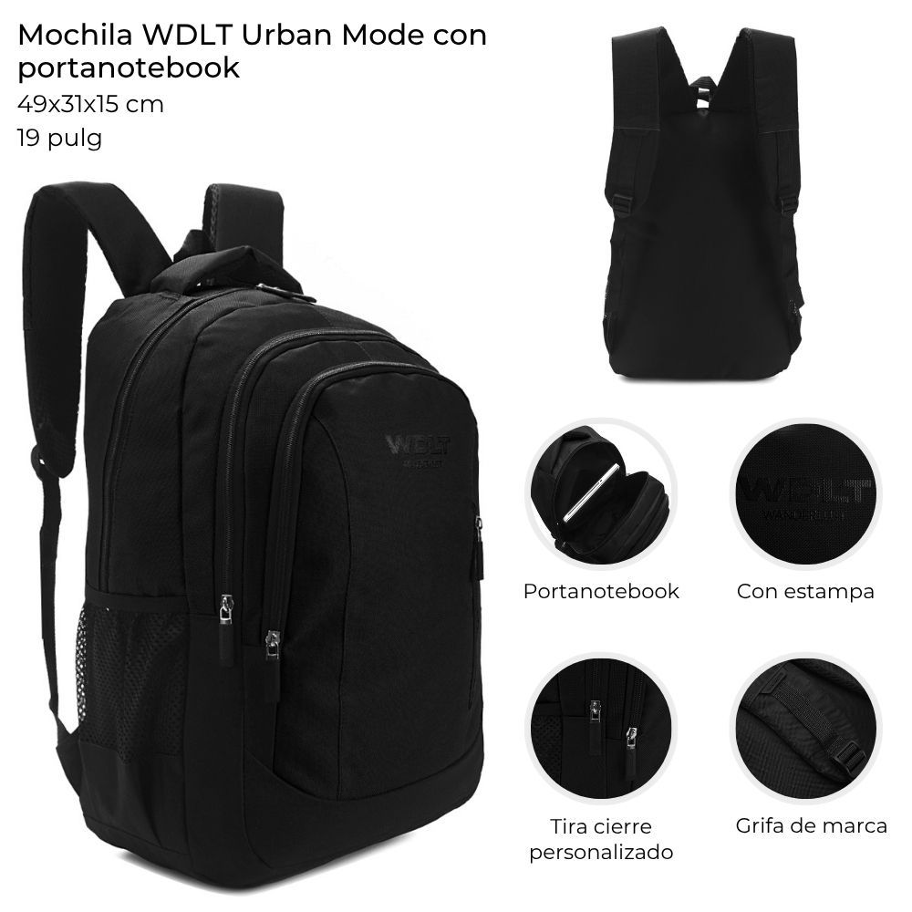 Mochila Wdlt Urban Mode con Portanotebook de 19 Pulgadas Gris