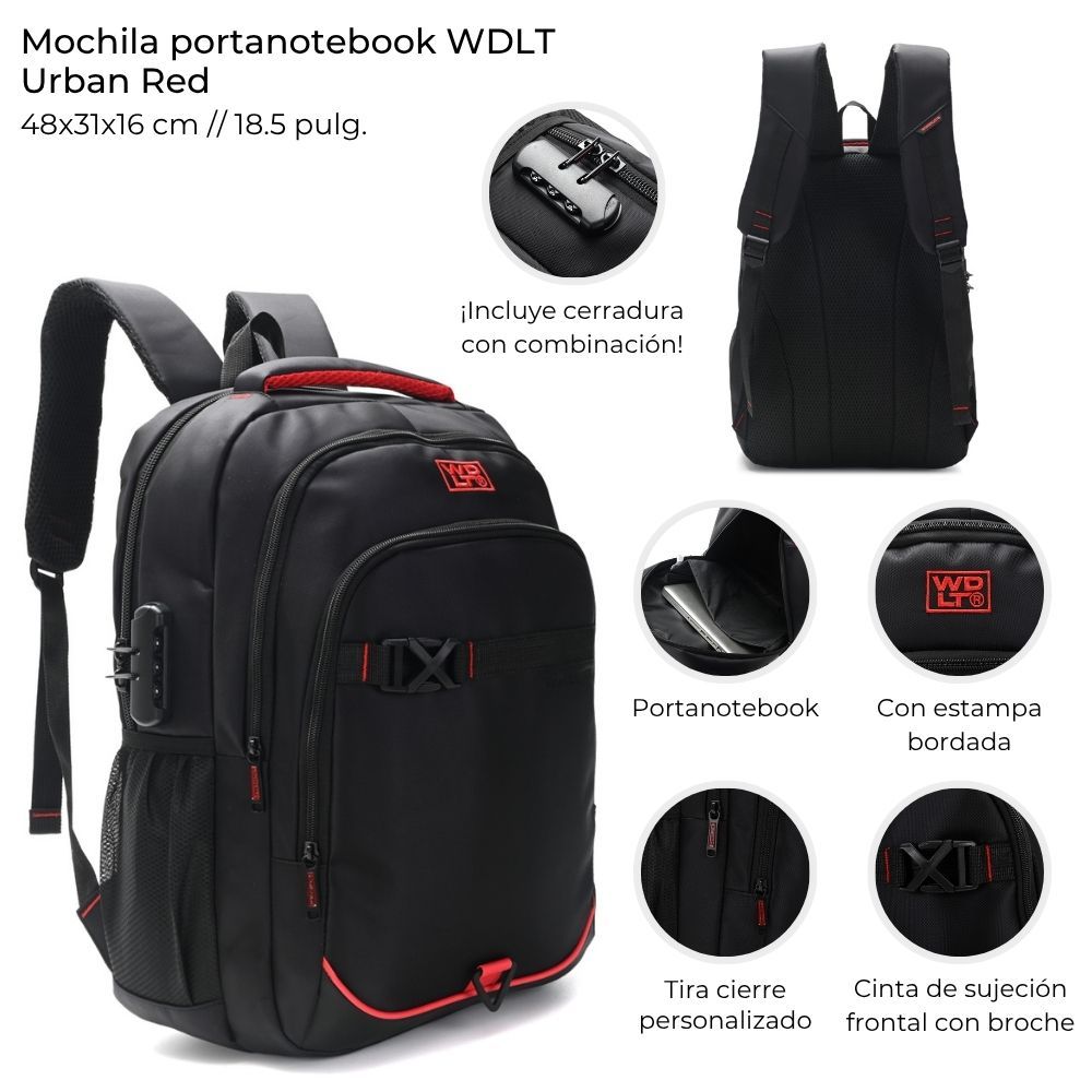 Mochila Wanderlust Portanotebook con Candado de 18.5 Pulgadas Negra