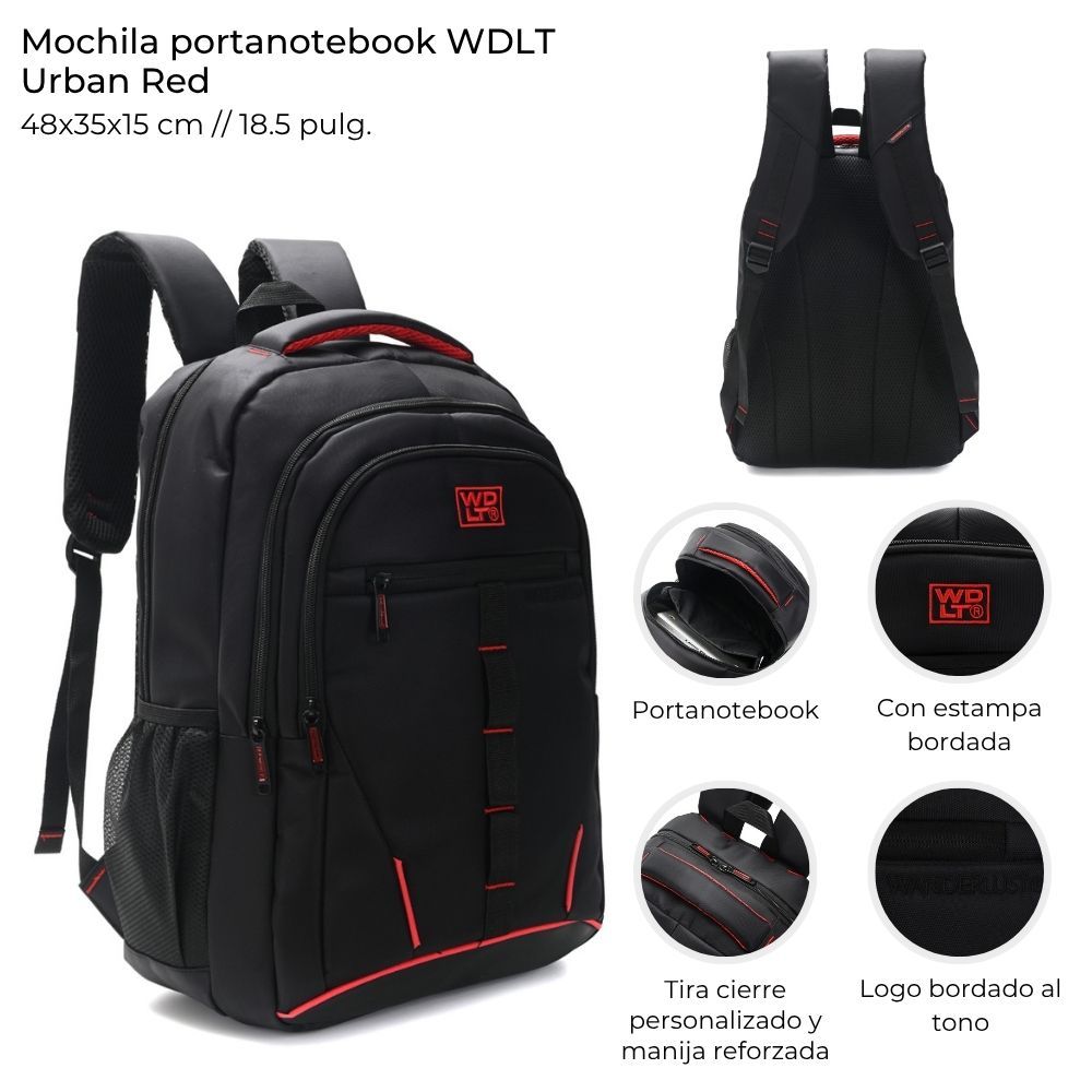 Mochila Portanotebook Wdlt Urban Red de 18.5 Pulgadas