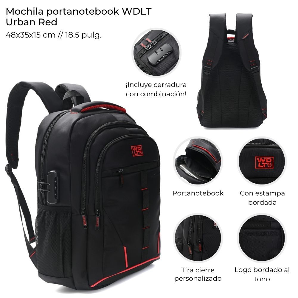 Mochila portanotebook con candado cierre reforzado WDLT