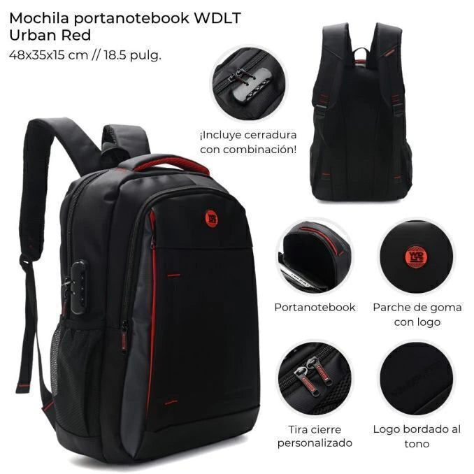 Mochila Wanderlust Portanotebook con Candado de 18.5 Pulgadas Negra