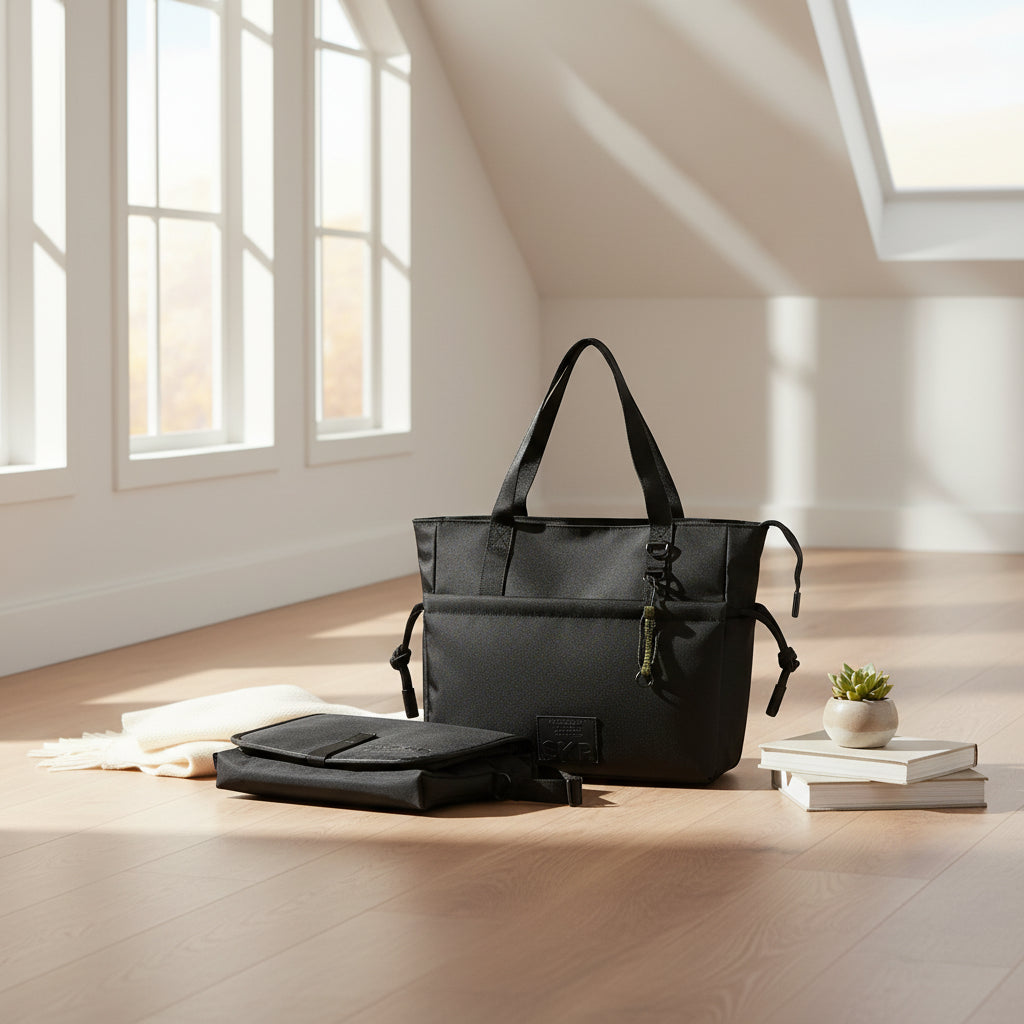 Bolso Maternal Negro Con Cambiador Y Llavero 32x9x33 cm x1 - 43326